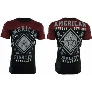 AMERICAN FIGHTER Kendall Black Red Athletic Fit Mens Crew Neck T-shirt L-3XL NWT